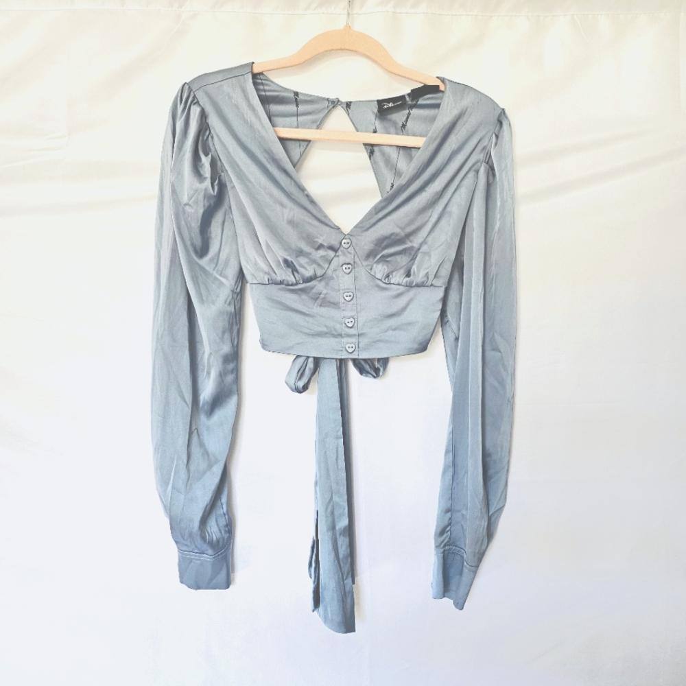 Disney Eggie Minnie Mouse Elegant Light Blue Women's Crop Top Size XS
